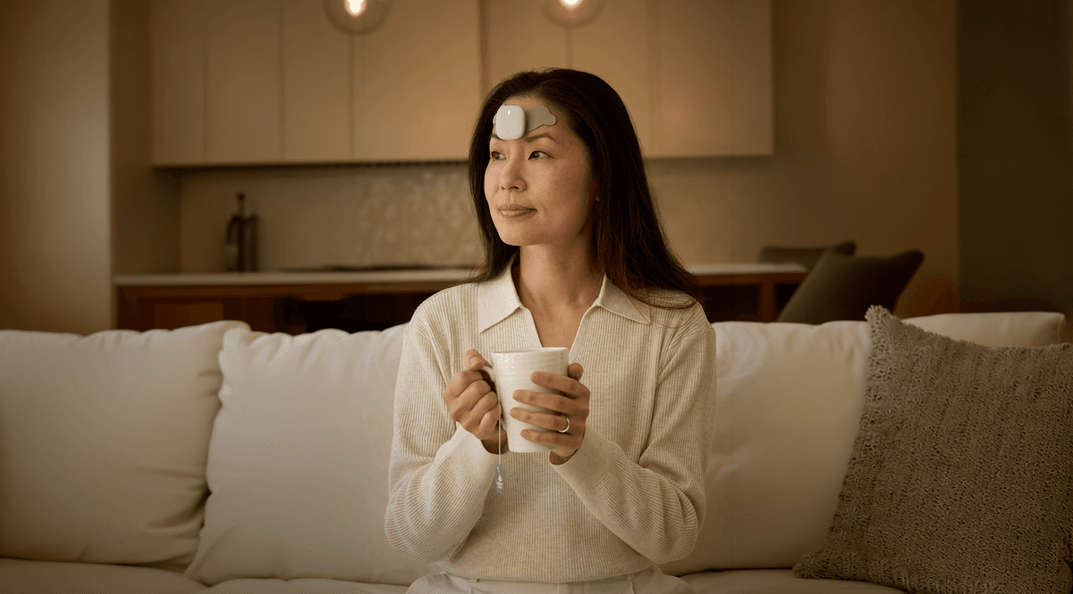 Enso wearable device placed on a person's forehead