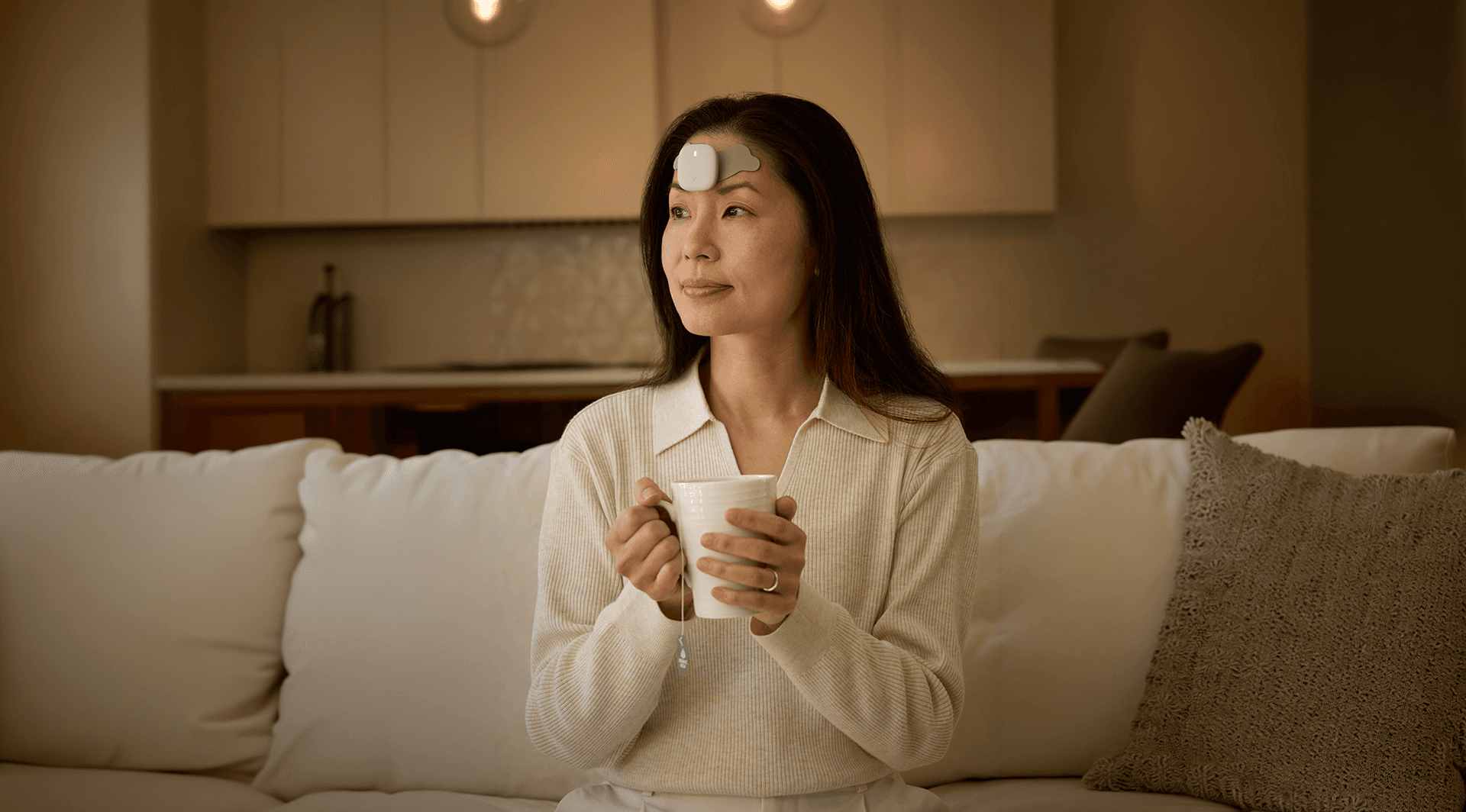 Enso wearable device placed on a person's forehead